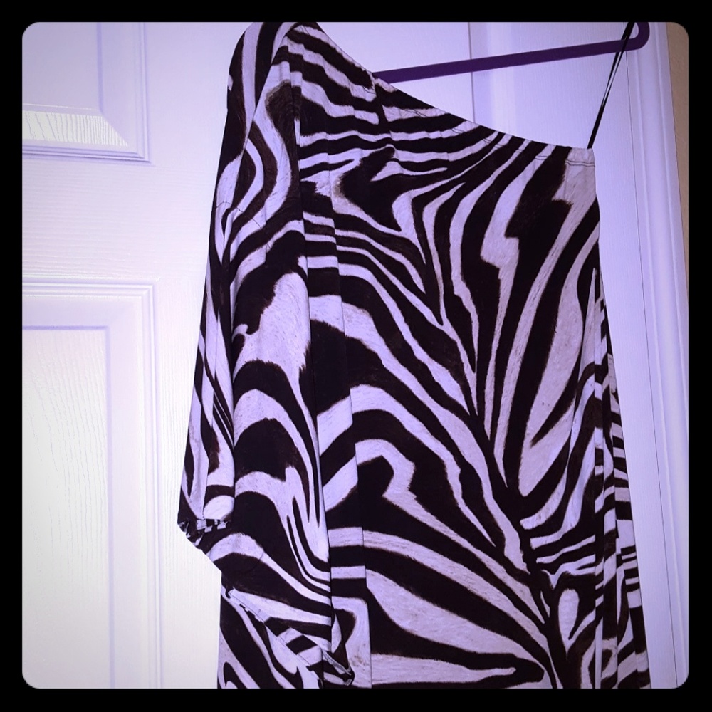 Michael Kors Maxi One Shoulder Animal Prnt Dress M